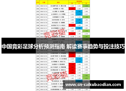 中国竞彩足球分析预测指南 解读赛事趋势与投注技巧